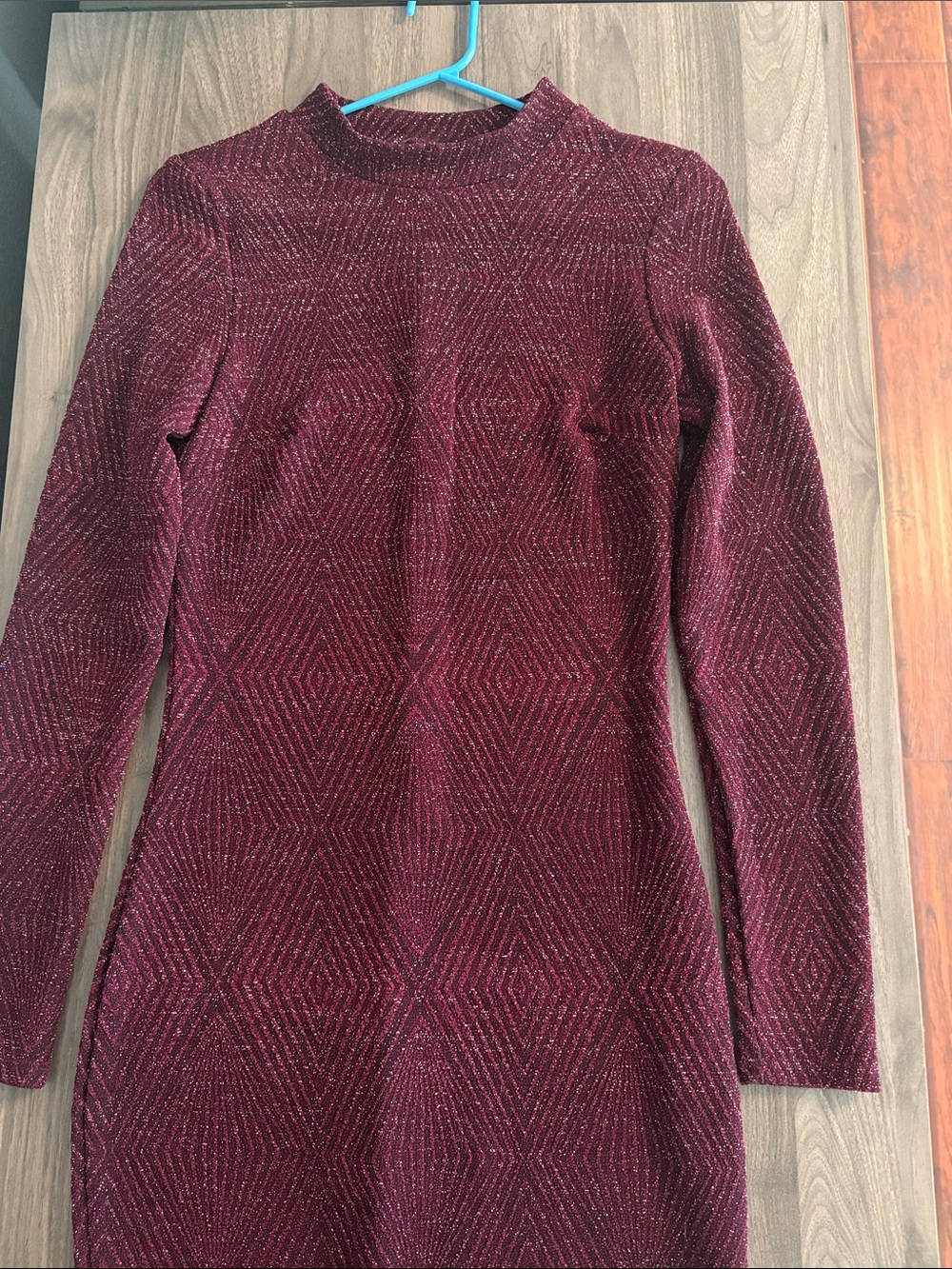 Women's Long Sleeve Knit Bodycon Dress - Burgundy
